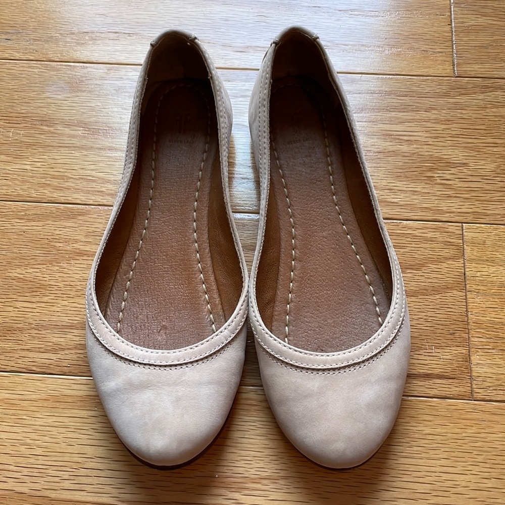 Frye Carlson light pink suede ballet flats size 7